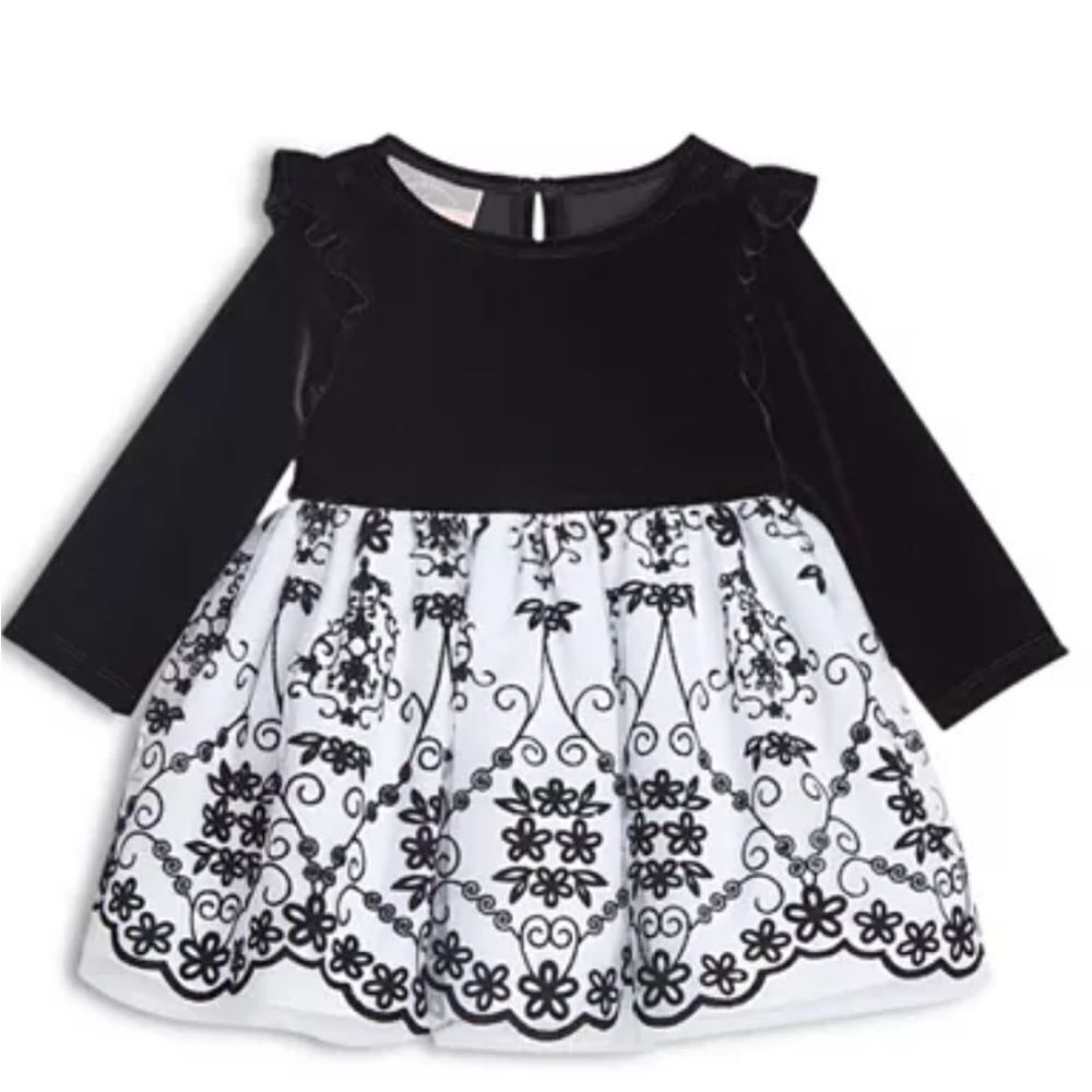 Pippa And Julie Black And White Velvet Holiday Dress Size 24 Months Nwt — image 2 of 8